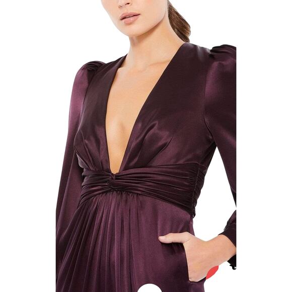 Ieena for Mac Duggal - A2647 V Neck Long Sleeve Jumpsuit - Picture 3 of 3